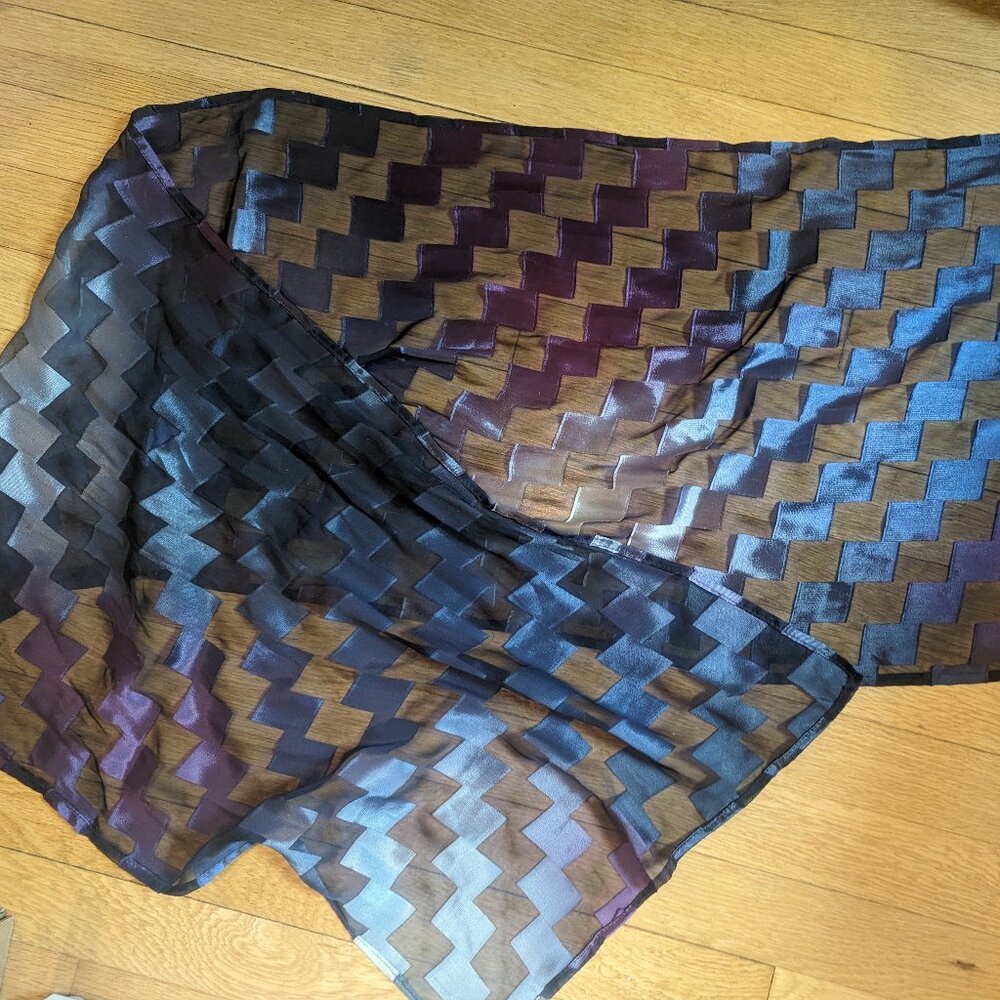 Ombre silk scarf with burnout checker